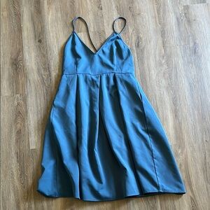 Elia Cher Elegant Blue Sleeveless X Strap Back Dress Size 16